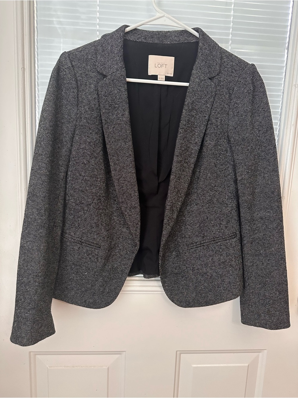 Petite LOFT Women's Gray Tweed Blazer Jacket